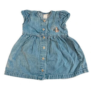 Vintage Kids Carters The Cat and The Fiddle Denim Dress Jumper Size 3-6M